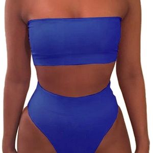 Royal Blue High Waist Bikini with Removable Straps
